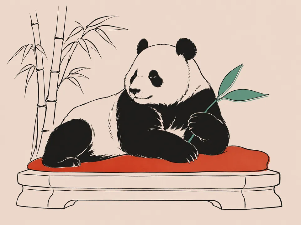 Abstract line illustration of iconic landmarks in Chengdu.