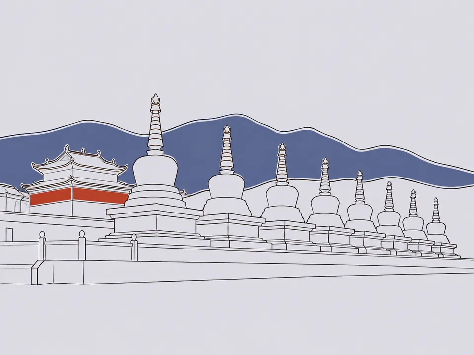 Abstract line illustration of iconic landmarks in Xining.