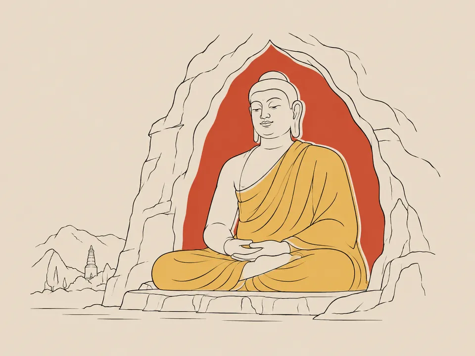 Abstract line illustration of iconic landmarks in Datong.
