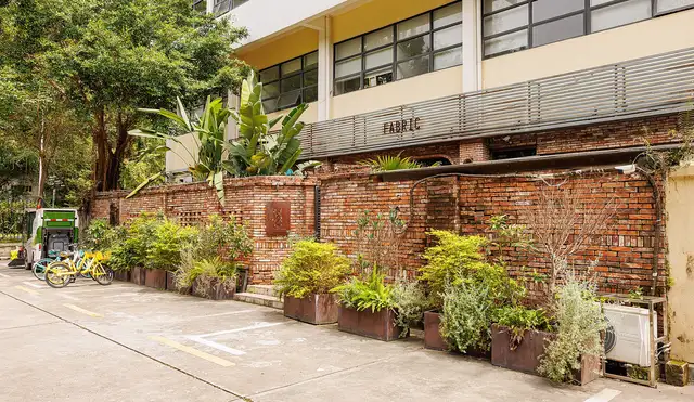 A cafe in one of the converted factory buildings